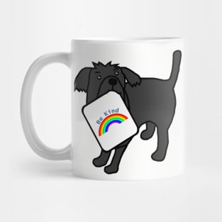 Cute Dog says Be Kind with Rainbow Mug